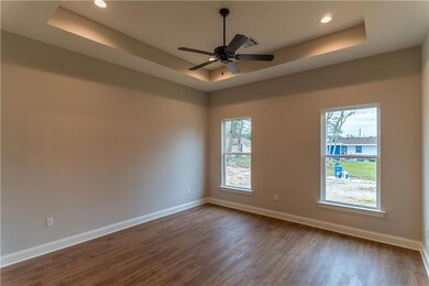 primary bedroom with tray ceilings