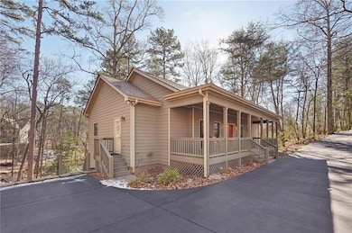 View of home's exterior featuring a porch
