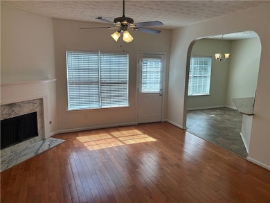 Family room into eating area in kitchen