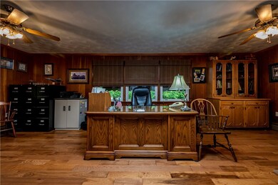 Large office with separate entrance and stained gl