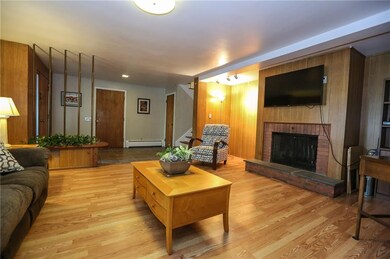 Wood burning fireplace.