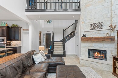 Floor to ceiling stone gas log fireplace. 1840's H