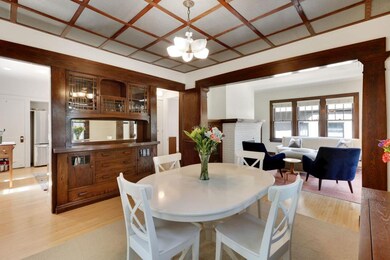 Formal dining features original built-in buffet