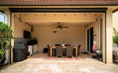 Covered Patio with outdoor kitchen and grill area