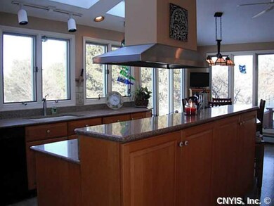 Kitchen wall of windows and skylites