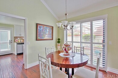 Dining area has a sliding patio door
