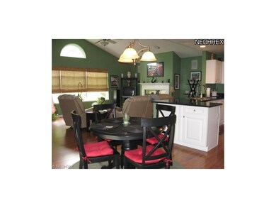 Large open kitchen with fireplace