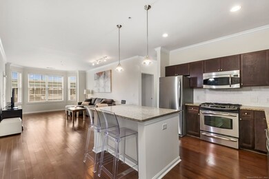 Kitchen island is perfect for entertaining