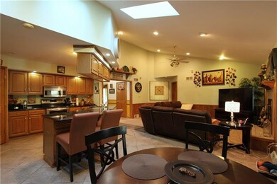 The skylights let the sun shine in on the dining r
