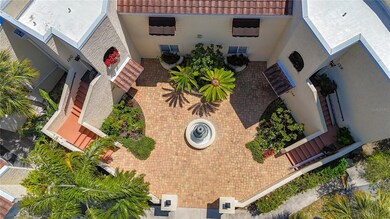 Aerial of the landscaping of the courtyard.