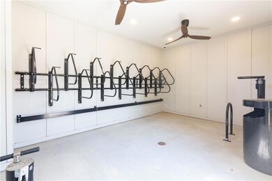 Garage featuring ceiling fan
