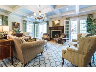 Coffered 10 foot ceilings in great room. French do