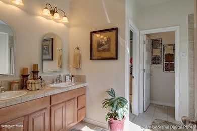 Double vanity with tile countertop