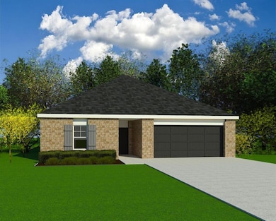 View of front of house featuring brick siding, a g