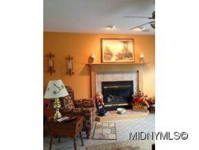 family room with gas fireplace