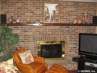 Other Stunning Wood mantle on this Full Wall Brick