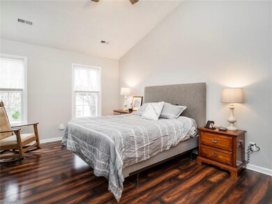 Spacious master with vaulted ceilings and ceiling fan!