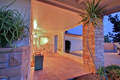 Tiled front covered patio