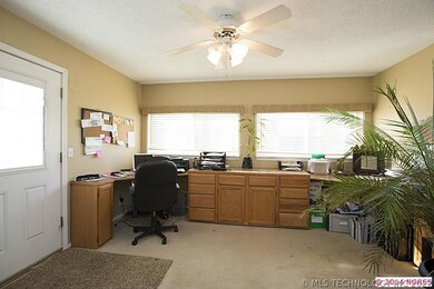 Fabulous built-in desk wraps around the large offi
