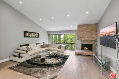 Living room with tree top view