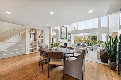 Looking from the kitchen across the dining room, t
