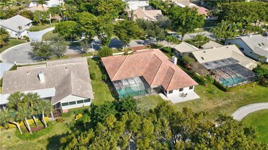 Rear aerial view highlights oversized lot. ROOF is