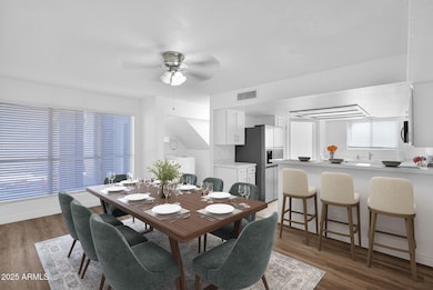 kitchen with bar table furnished