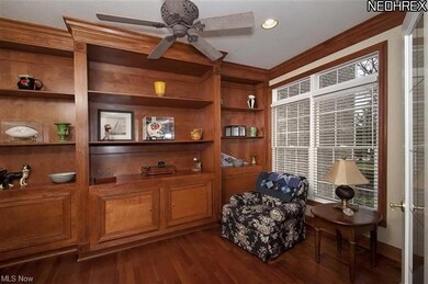 Custom built ins are featured in the 1st floor Den