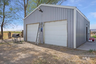 View of detached garage