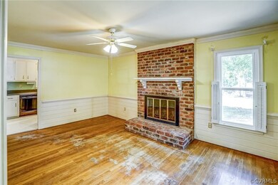Unfurnished living room with a fireplace, light ha