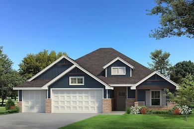 Craftsman house featuring brick siding, a front yard, board and batten siding, and driveway