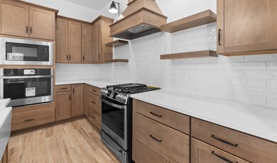 Kitchen with floating shelves