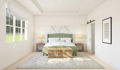 Primary suite with decorative feature wall