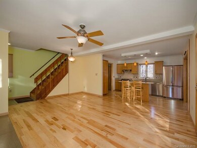View from living room to kitchen.