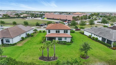 Aerial perspective of suburban area