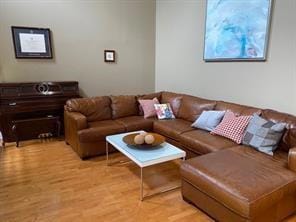 Living area featuring light wood-style floors