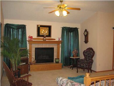 Vaulted Living Room with gas fireplace.