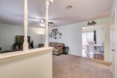 Entrance to living room with view of breakfast are