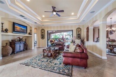 The great room is the focal point of this custom b