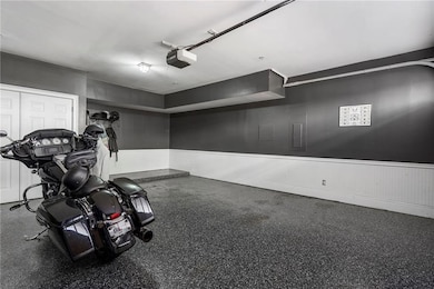 Workout room with a garage
