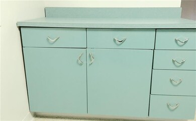 LOTS OF STORAGE IN THE RETRO CABINETS IN THE KITCH