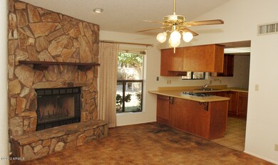 Family room looking into kitchen