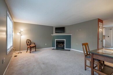Spacious living room with fireplace