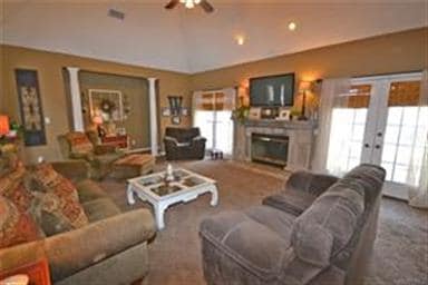 Large great room with gas fireplace