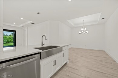 Kitchen with a tray ceiling, stainless steel dishw