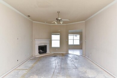 Living room with fireplace.