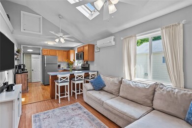 vaulted ceiling with skylight
