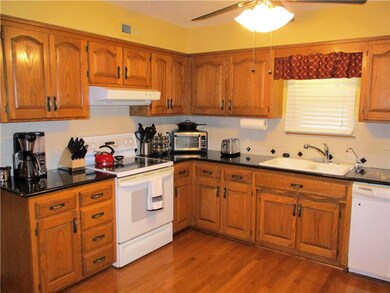 Cabinets are stained and there's plenty of counter