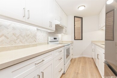 New cabinet, countertop and modern backsplash tile