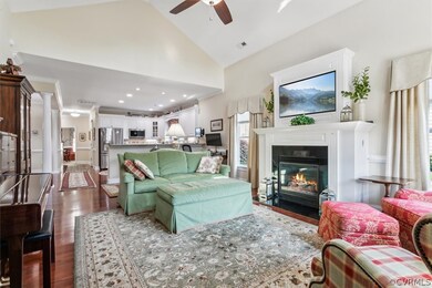 Living room with hardwood / wood-style flooring, h